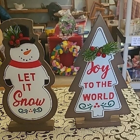 Festive Snowman and Tree HolidayTable Top Decor Set - Picture 1 of 5